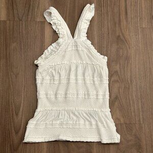 BCBG Maxazria Elinor White Halter Jacquard Top